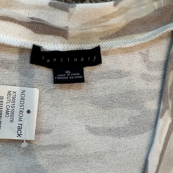 NWT SANCTUARY Beige Camo Open Front Cardigan Size XL Casual Classic Preppy Chic - Picture 7 of 8